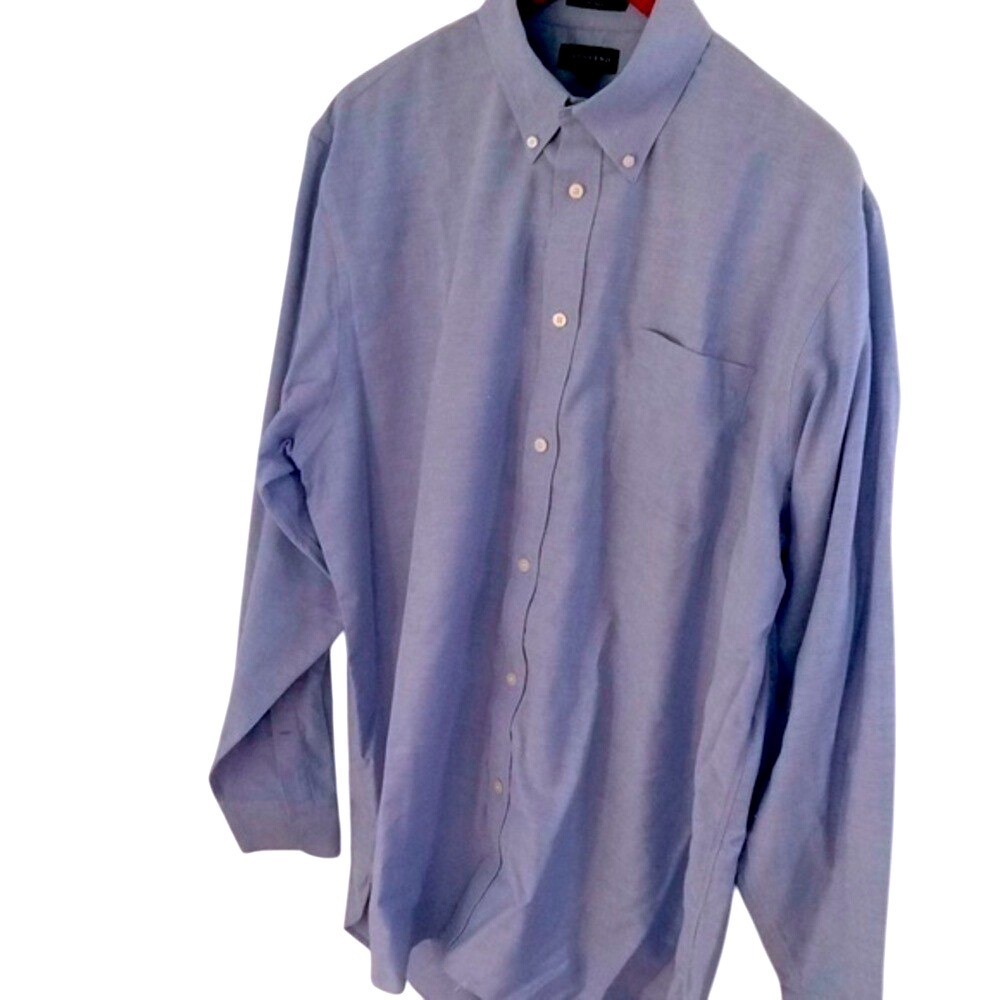 Lands End Supima No Iron Oxford Mens XL Shirt Preppy Classic Business Casual